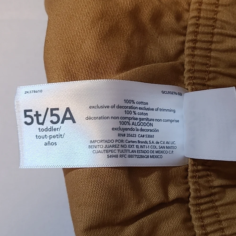 Carter's Tan BoysClassic Shorts Elastic Waist EUC Size 5 Front Pockets
